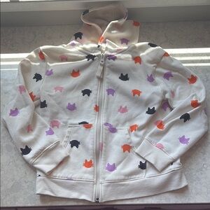 Cat & Jack White and Orange cat print Zip-Up Hoodie